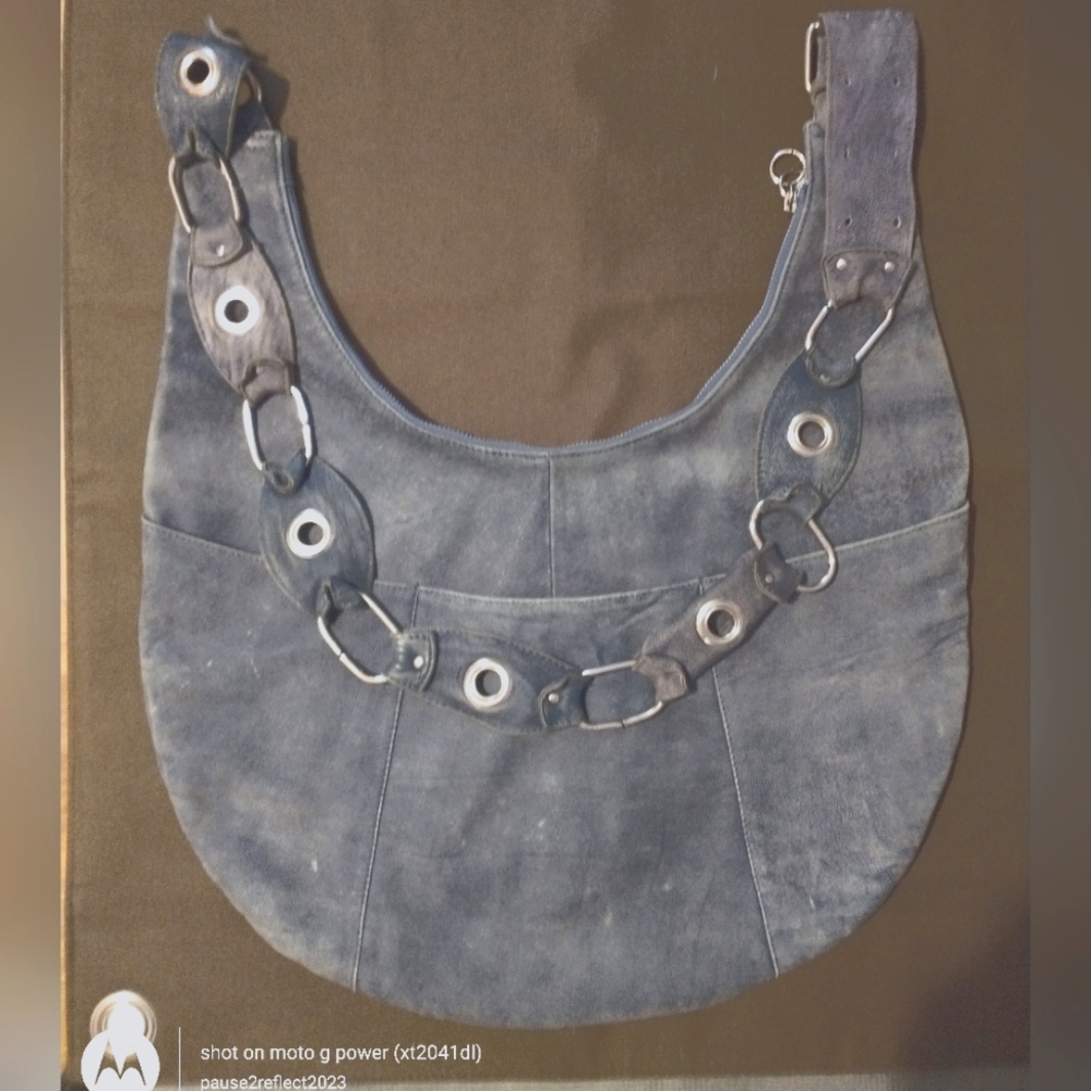Armani Exchange Sea Foam Suede Leather Shoulder Bag.